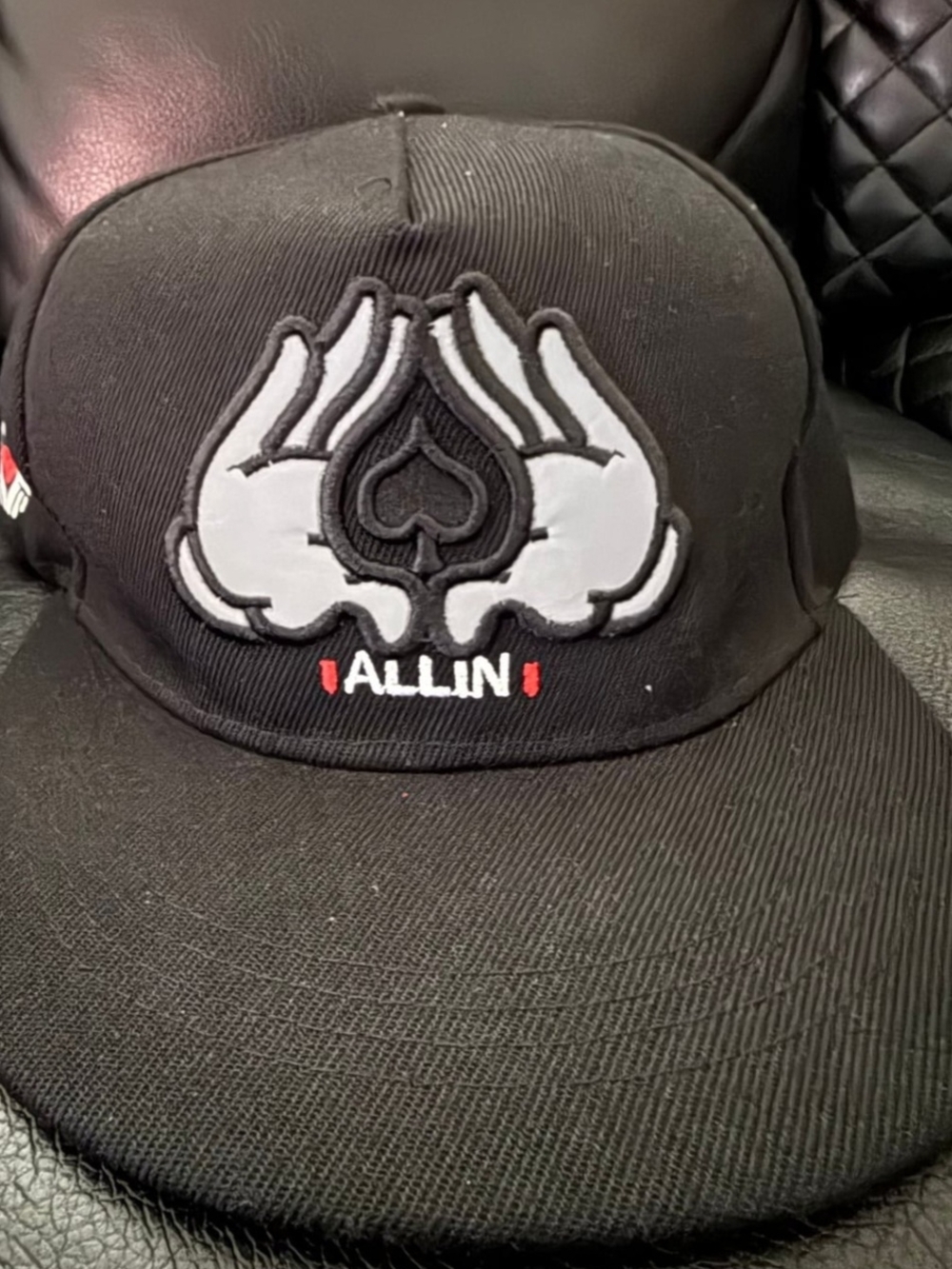 Black Embroidered Snapback Hat - Men Accessories